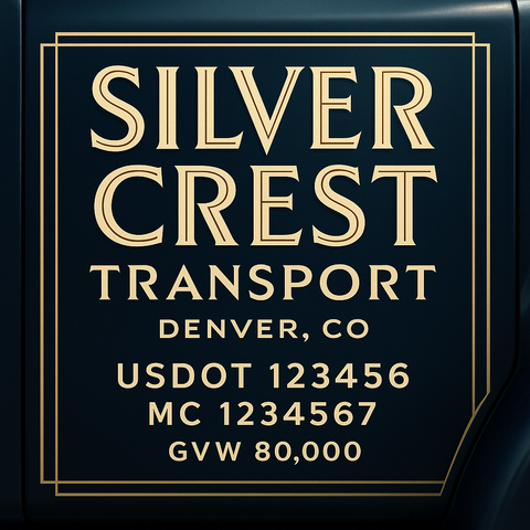 Custom Truck Door USDOT Lettering Decal Sticker Signs With DOT, MC, GVW, KYU, CA Lettering (Set of 2)