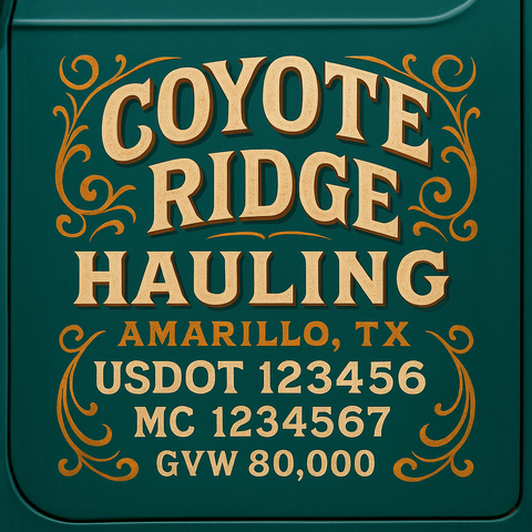 Custom Truck Door USDOT Lettering Decal Sticker Signs With DOT, MC, GVW, KYU, CA Lettering (Set of 2)