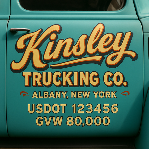 Custom Truck Door USDOT Lettering Decal Sticker Signs With DOT, MC, GVW, KYU, CA Lettering (Set of 2)