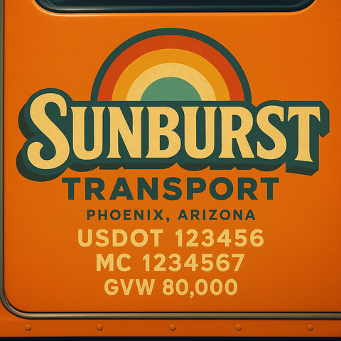 Custom Truck Door USDOT Lettering Decal Sticker Signs With DOT, MC, GVW, KYU, CA Lettering (Set of 2)