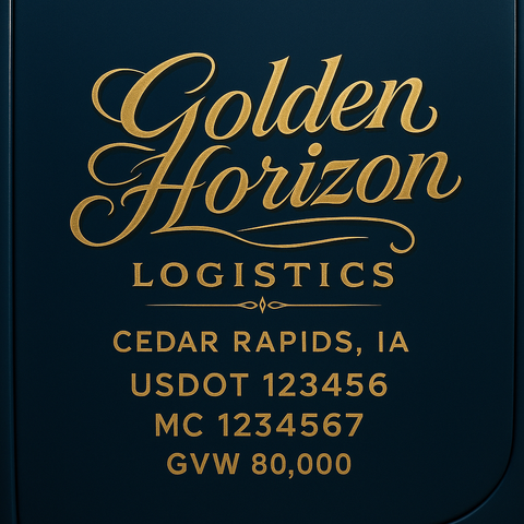 Custom Truck Door USDOT Lettering Decal Sticker Signs With DOT, MC, GVW, KYU, CA Lettering (Set of 2)