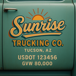 Custom Truck Door USDOT Lettering Decal Sticker Signs With DOT, MC, GVW, KYU, CA Lettering (Set of 2)