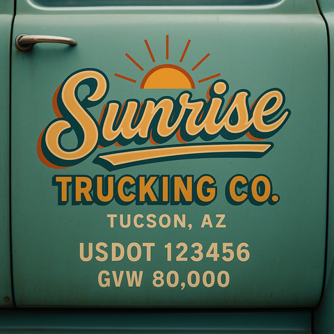 Custom Truck Door USDOT Lettering Decal Sticker Signs With DOT, MC, GVW, KYU, CA Lettering (Set of 2)