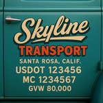 Custom Truck Door USDOT Lettering Decal Sticker Signs With DOT, MC, GVW, KYU, CA Lettering (Set of 2)