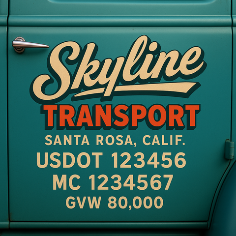 Custom Truck Door USDOT Lettering Decal Sticker Signs With DOT, MC, GVW, KYU, CA Lettering (Set of 2)