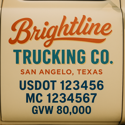 Custom Truck Door USDOT Lettering Decal Sticker Signs With DOT, MC, GVW, KYU, CA Lettering (Set of 2)