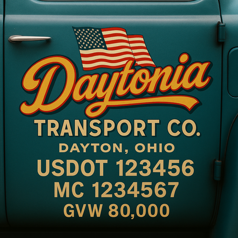 Custom Truck Door USDOT Lettering Decal Sticker Signs With DOT, MC, GVW, KYU, CA Lettering (Set of 2)