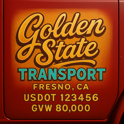 Custom Truck Door USDOT Lettering Decal Sticker Signs With DOT, MC, GVW, KYU, CA Lettering (Set of 2)