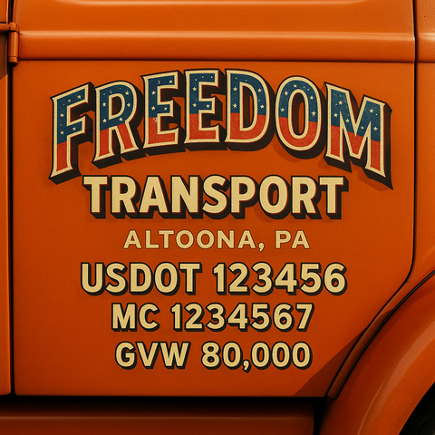 Custom Truck Door USDOT Lettering Decal Sticker Signs With DOT, MC, GVW, KYU, CA Lettering (Set of 2)
