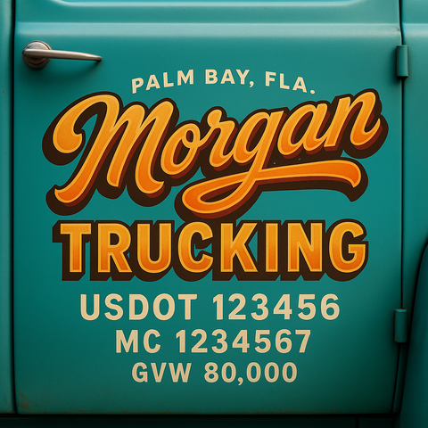 Custom Truck Door USDOT Lettering Decal Sticker Signs With DOT, MC, GVW, KYU, CA Lettering (Set of 2)