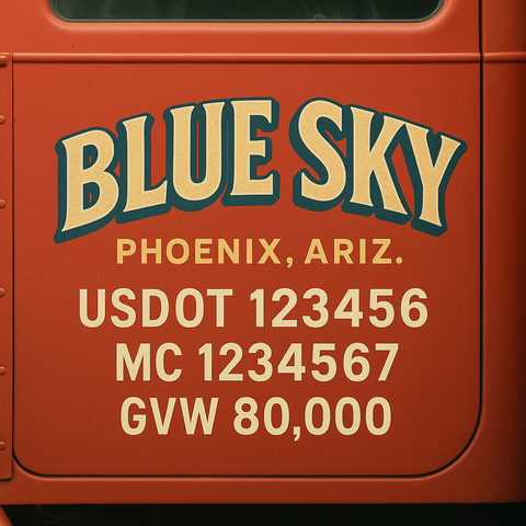 Custom Truck Door USDOT Lettering Decal Sticker Signs With DOT, MC, GVW, KYU, CA Lettering (Set of 2)