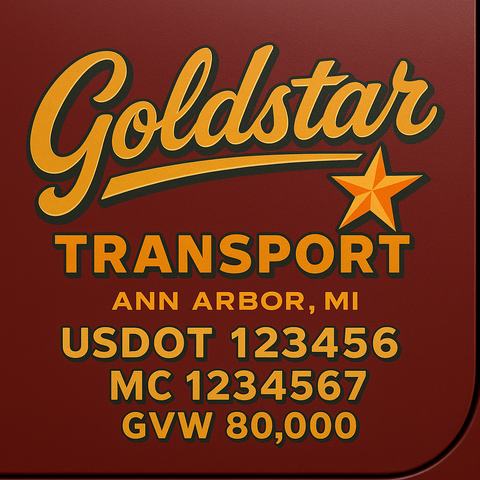 Custom Truck Door USDOT Lettering Decal Sticker Signs With DOT, MC, GVW, KYU, CA Lettering (Set of 2)