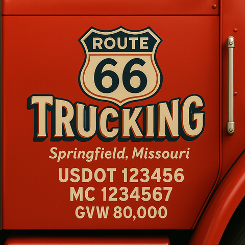 Custom Truck Door USDOT Lettering Decal Sticker Signs With DOT, MC, GVW, KYU, CA Lettering (Set of 2)