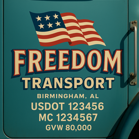 Custom Truck Door USDOT Lettering Decal Sticker Signs With DOT, MC, GVW, KYU, CA Lettering (Set of 2)