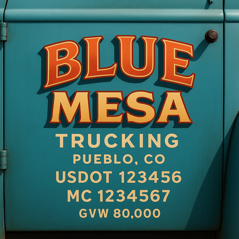 Custom Truck Door USDOT Lettering Decal Sticker Signs With DOT, MC, GVW, KYU, CA Lettering (Set of 2)