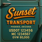 Custom Truck Door USDOT Lettering Decal Sticker Signs With DOT, MC, GVW, KYU, CA Lettering (Set of 2)
