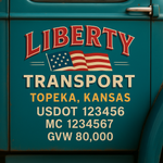 Custom Truck Door USDOT Lettering Decal Sticker Signs With DOT, MC, GVW, KYU, CA Lettering (Set of 2)