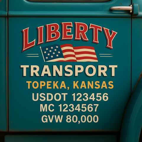 Custom Truck Door USDOT Lettering Decal Sticker Signs With DOT, MC, GVW, KYU, CA Lettering (Set of 2)