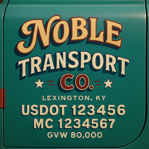 Custom Truck Door USDOT Lettering Decal Sticker Signs With DOT, MC, GVW, KYU, CA Lettering (Set of 2)