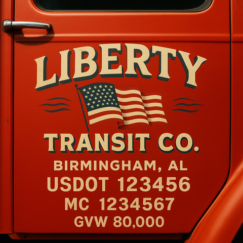 Custom Truck Door USDOT Lettering Decal Sticker Signs With DOT, MC, GVW, KYU, CA Lettering (Set of 2)