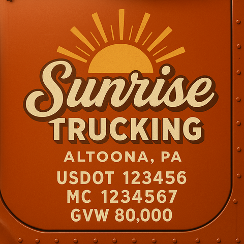 Custom Truck Door USDOT Lettering Decal Sticker Signs With DOT, MC, GVW, KYU, CA Lettering (Set of 2)