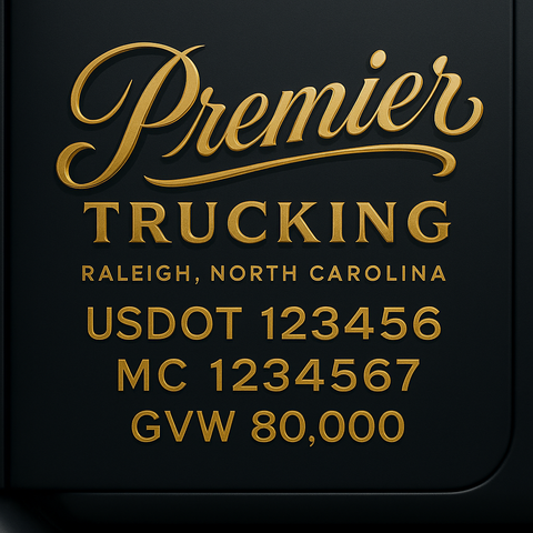 Custom Truck Door USDOT Lettering Decal Sticker Signs With DOT, MC, GVW, KYU, CA Lettering (Set of 2)