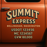 Custom Truck Door USDOT Lettering Decal Sticker Signs With DOT, MC, GVW, KYU, CA Lettering (Set of 2)