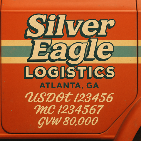 Custom Truck Door USDOT Lettering Decal Sticker Signs With DOT, MC, GVW, KYU, CA Lettering (Set of 2)