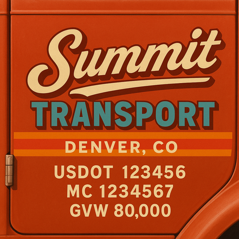 Custom Truck Door USDOT Lettering Decal Sticker Signs With DOT, MC, GVW, KYU, CA Lettering (Set of 2)