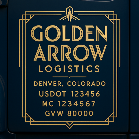 Custom Truck Door USDOT Lettering Decal Sticker Signs With DOT, MC, GVW, KYU, CA Lettering (Set of 2)