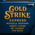 Custom Truck Door USDOT Lettering Decal Sticker Signs With DOT, MC, GVW, KYU, CA Lettering (Set of 2)