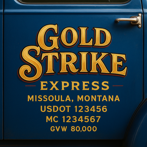 Custom Truck Door USDOT Lettering Decal Sticker Signs With DOT, MC, GVW, KYU, CA Lettering (Set of 2)