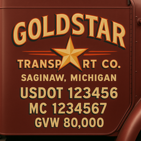 Custom Truck Door USDOT Lettering Decal Sticker Signs With DOT, MC, GVW, KYU, CA Lettering (Set of 2)