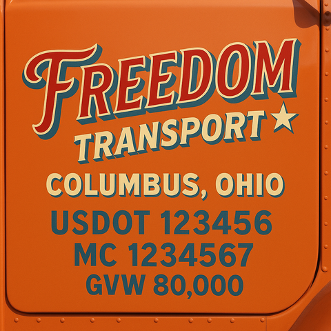 Custom Truck Door USDOT Lettering Decal Sticker Signs With DOT, MC, GVW, KYU, CA Lettering (Set of 2)