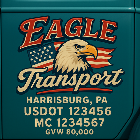 Custom Truck Door USDOT Lettering Decal Sticker Signs With DOT, MC, GVW, KYU, CA Lettering (Set of 2)
