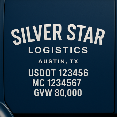 Custom Truck Door USDOT Lettering Decal Sticker Signs With DOT, MC, GVW, KYU, CA Lettering (Set of 2)