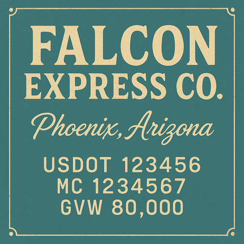 Custom Truck Door USDOT Lettering Decal Sticker Signs With DOT, MC, GVW, KYU, CA Lettering (Set of 2)