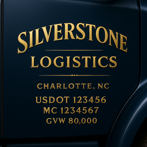 Custom Truck Door USDOT Lettering Decal Sticker Signs With DOT, MC, GVW, KYU, CA Lettering (Set of 2)