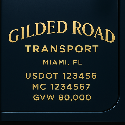 Custom Truck Door USDOT Lettering Decal Sticker Signs With DOT, MC, GVW, KYU, CA Lettering (Set of 2)