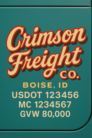 Custom Truck Door USDOT Lettering Decal Sticker Signs With DOT, MC, GVW, KYU, CA Lettering (Set of 2)