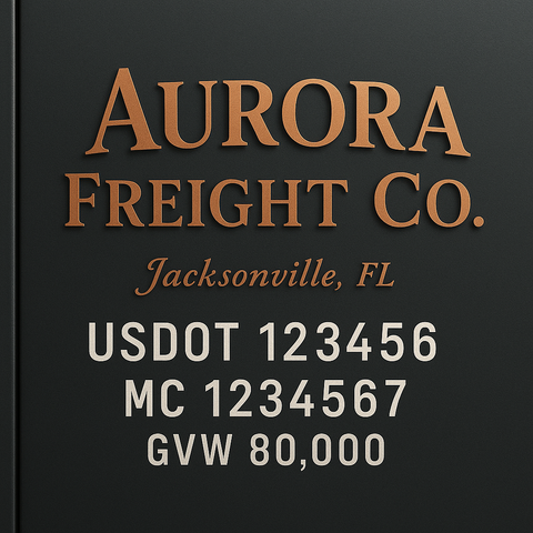 Custom Truck Door USDOT Lettering Decal Sticker Signs With DOT, MC, GVW, KYU, CA Lettering (Set of 2)