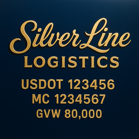 Custom Truck Door USDOT Lettering Decal Sticker Signs With DOT, MC, GVW, KYU, CA Lettering (Set of 2)