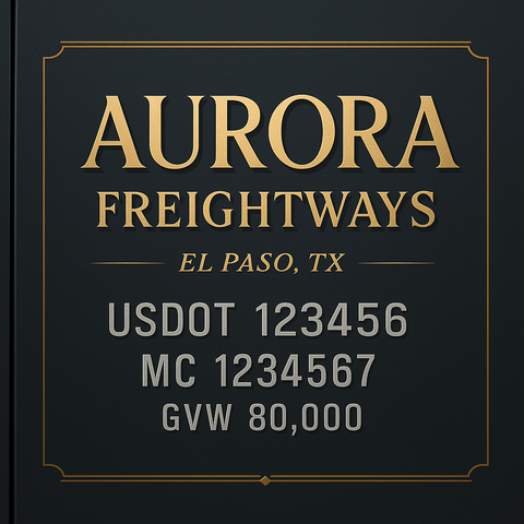 Custom Truck Door USDOT Lettering Decal Sticker Signs With DOT, MC, GVW, KYU, CA Lettering (Set of 2)