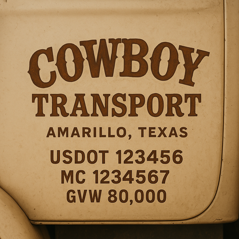 Custom Truck Door USDOT Lettering Decal Sticker Signs With DOT, MC, GVW, KYU, CA Lettering (Set of 2)