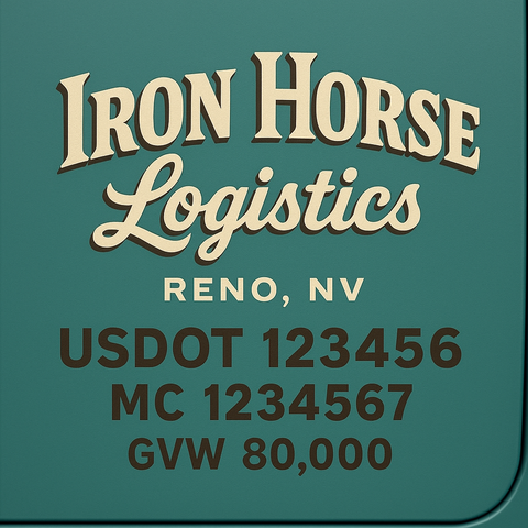 Custom Truck Door USDOT Lettering Decal Sticker Signs With DOT, MC, GVW, KYU, CA Lettering (Set of 2)