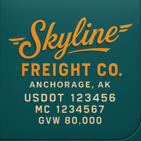 Custom Truck Door USDOT Lettering Decal Sticker Signs With DOT, MC, GVW, KYU, CA Lettering (Set of 2)