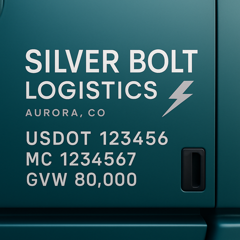 Custom Truck Door USDOT Lettering Decal Sticker Signs With DOT, MC, GVW, KYU, CA Lettering (Set of 2)
