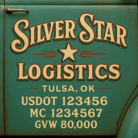 Custom Truck Door USDOT Lettering Decal Sticker Signs With DOT, MC, GVW, KYU, CA Lettering (Set of 2)
