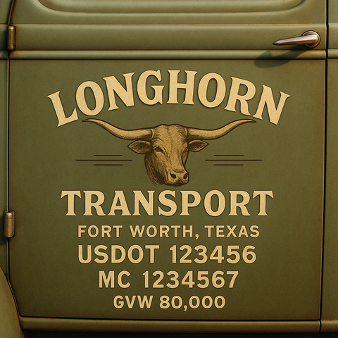 Custom Truck Door USDOT Lettering Decal Sticker Signs With DOT, MC, GVW, KYU, CA Lettering (Set of 2)