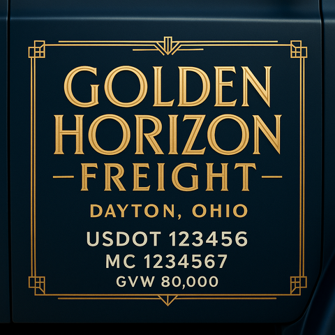 Custom Truck Door USDOT Lettering Decal Sticker Signs With DOT, MC, GVW, KYU, CA Lettering (Set of 2)